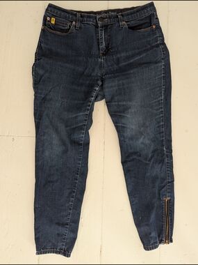 Dark Blue Second Yoga Jeans with Ankle Zipper